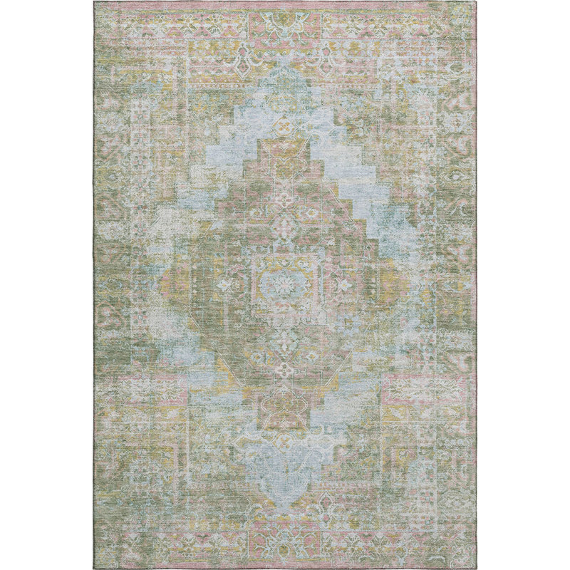 Premium Machine Washable Mayfield AMF2140 global Rug, 3' x 5', Green