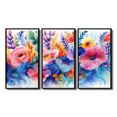 Aquariums oranges bleus «Floral Dreams II - Botanicals», ensemble d'art mural