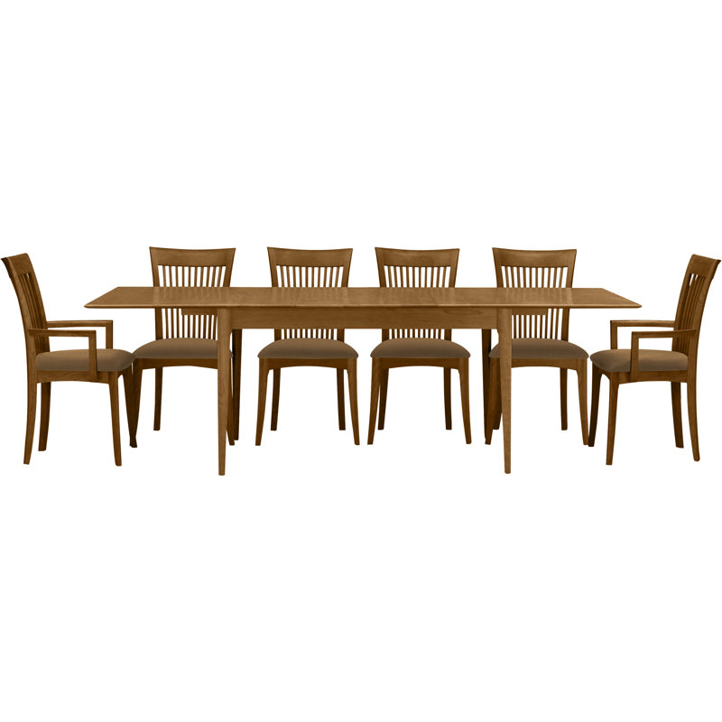 Sarah 7 - Piece Extendable Dining Set, Coffee Leather, Saddle Cherry
