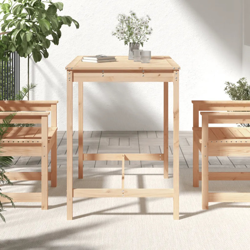 Schupple Square Pine Outdoor Dining Table , cm W 82.5cm cm D, Natural, 110cm H x 82.5cm W x 121cm D