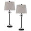 Ensemble de 2 lampes de table Tika, anneaux de cristal et boule de métal noir, abat-jour en tissu-125317823-125317824