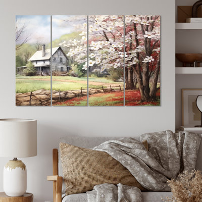 " White Gray Dogwood At The Farm III " 4 - Pieces
