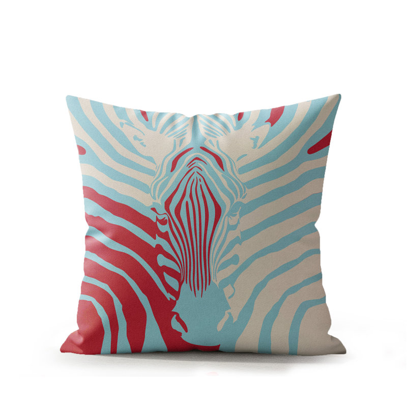 Coussin d'intérieur Salie Zebra, Brume céleste, 16 po x 16 po