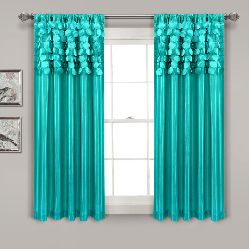Panneaux de rideaux semi-transparents avec passe-tringle Gagliano, Turquoise, L 54 po x L 84 po