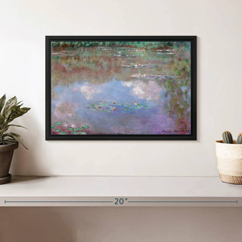 Nymphéas, nuages, 1903, Cadre flottant noir, 13 po x 9 po