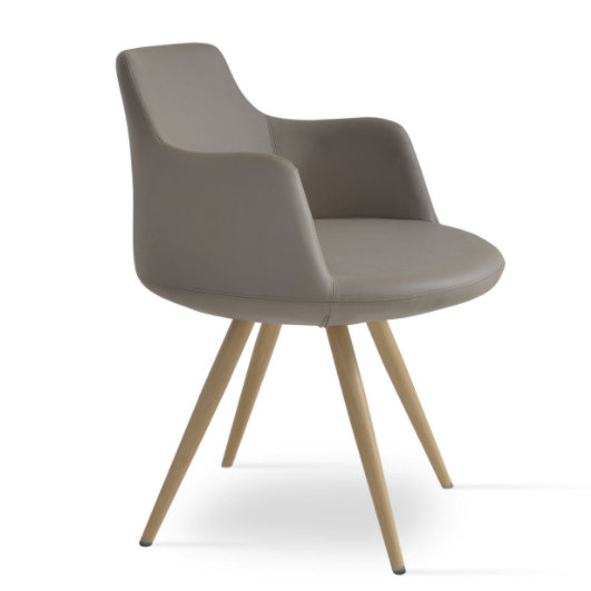 Fauteuil de 25 po de large Dervish, Simili cuir blanc, Naturel
