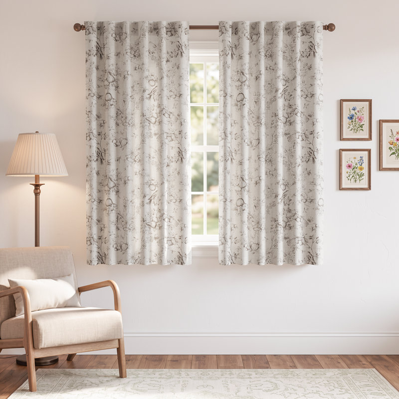 Panneaux de rideaux semi-transparents en lin, L 50 po x L 63 po, Taupe