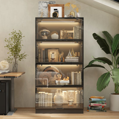 Vitrine avec porte en verre trempé et lumières réglables