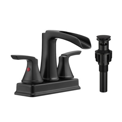Robinet de salle de bain noir mat à 3 trous, 10 cm (4 pouces), jet cascade, 2 poignées, pivotant à 360°, fini dégradé
