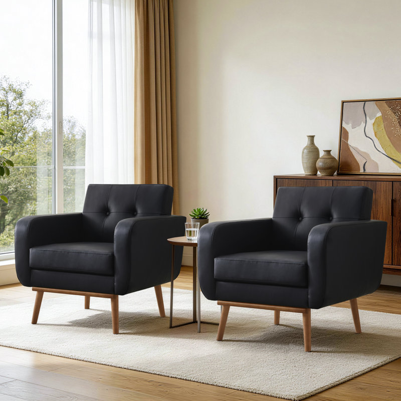Faux Leather Armchair, Black Faux Leather