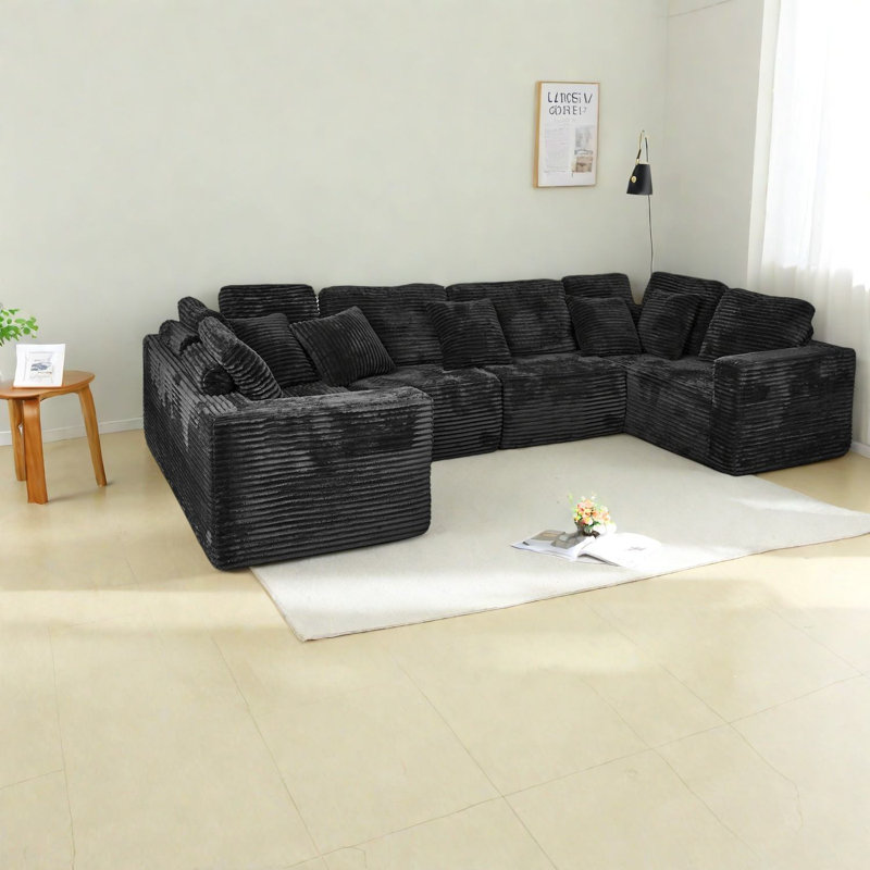Canapés modulaires confortables en polyester noir avec un design moderne pour la maison