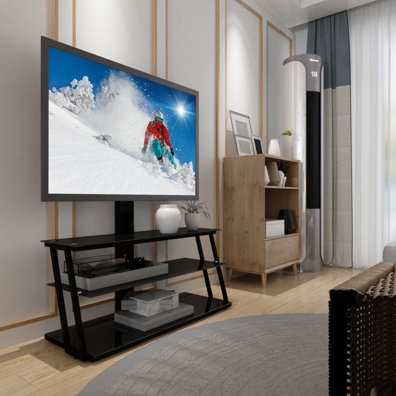 Multi-Function Angle And Height Adjustable Tempered Glass  TV Stand