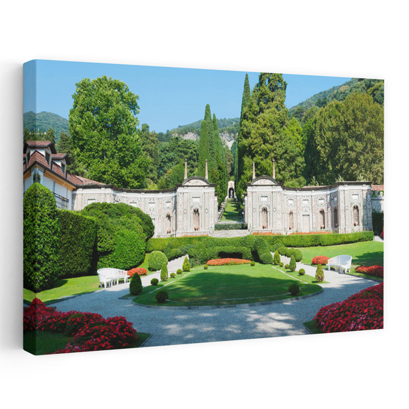 Jardin à la Villa D'este à Cernobbio, lac de Côme, Italie, fleur abstraite, art du paysage, H 32 po x l 48 po