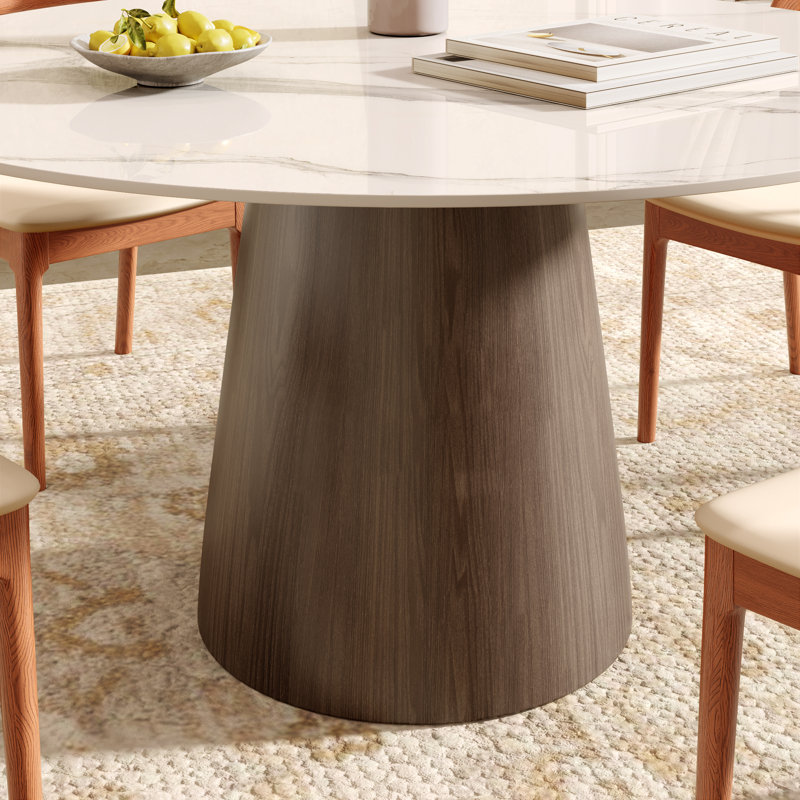 Ensemble de table de salle à manger moderne pour 43 personnes avec chaises en bois de ton noyer Bobrow, Snowridge, Dark Walut