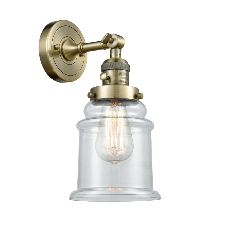 Galaviz Armed Sconce, Clear, 60 Watt Vintage Incandescent Bulb, Antique Brass