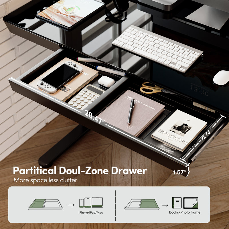 Bureau debout en verre Diante, Noir