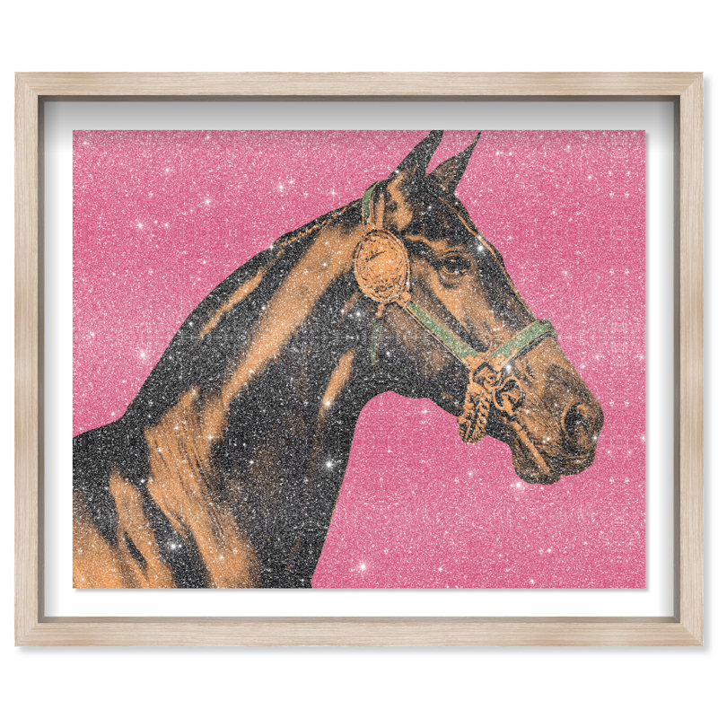 Hue Equine IV Shadowbox Animals Print by Oliver Gal, Black Frame, 20 x 16, 37.5"H x 31.5"W, Natural Oak Shadowbox