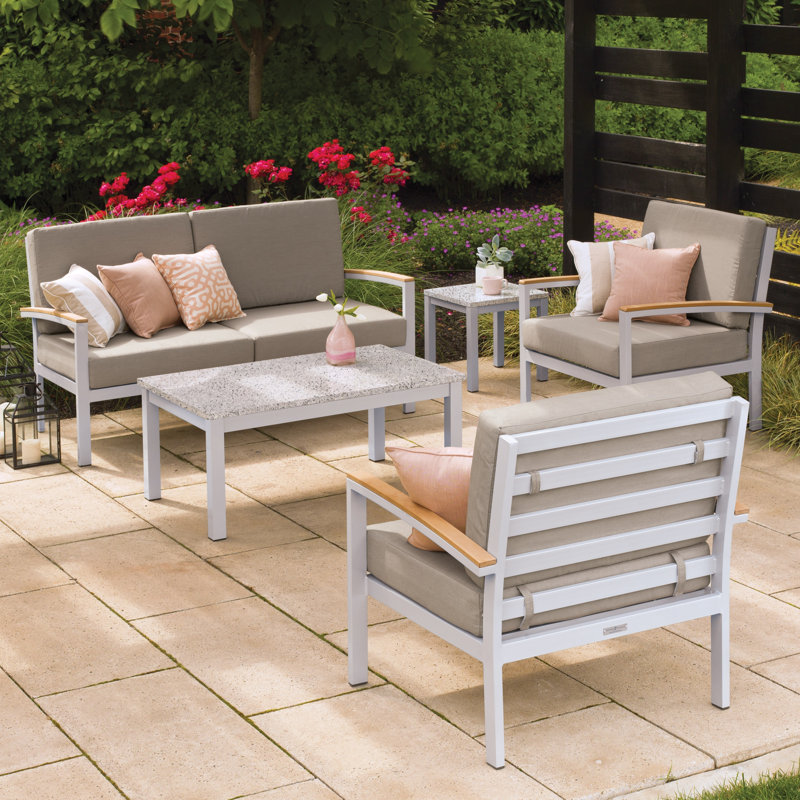 Travira Outdoor - Piece Conversation Set, Charcoal, Eggshell White