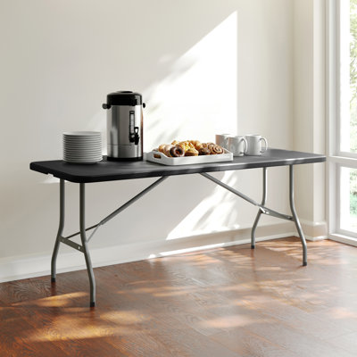 6-Foot Bi-Fold Plastic Banquet and Event Folding Table with Carrying Handle