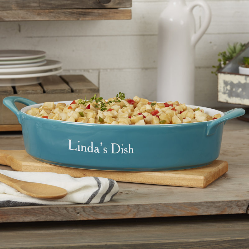 Personnalisation Mall 3 Qt. Plat de cuisson classique en grès personnalisé, Turquoise