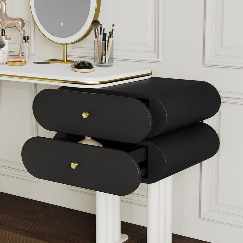 Modern Makeup Vanity Set with Stool & LED Mirror
