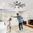 60 Inch Ceiling Fan With Light And Remote ,Indoor/Outdoor Large Fan With Remote , 10-Blade Fan For Patios