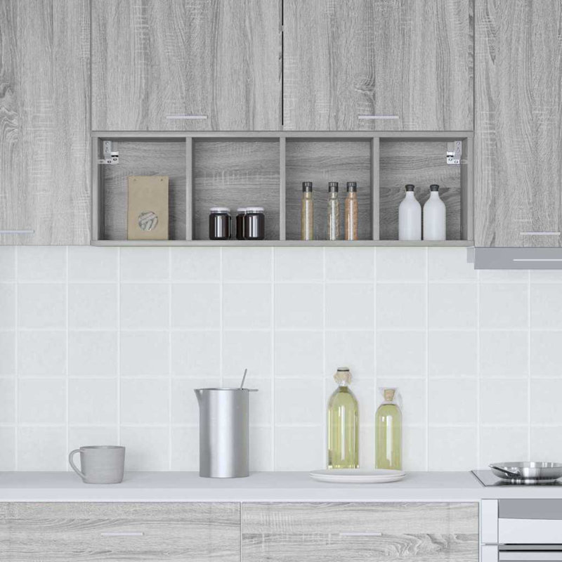 Vidaxl Hanging Cabinet With Storage Riga Old Wood 30 X 29.5 X 100 Cm, 100cm H x 30cm W x 29.5cm D, Grey Sonoma