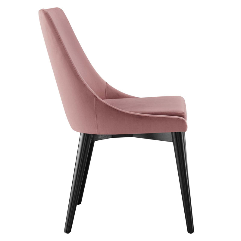 Dusty Rose Velvet & Wood Vintage Modern Dining Chair