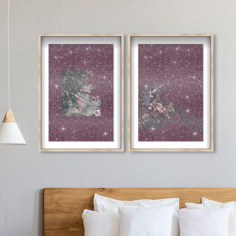 Delicate Spring Set Shadowbox Abstract Print by Oliver Gal, Black Frame, 10 x 15, 25"H x 37"W, Natural Oak Shadowbox