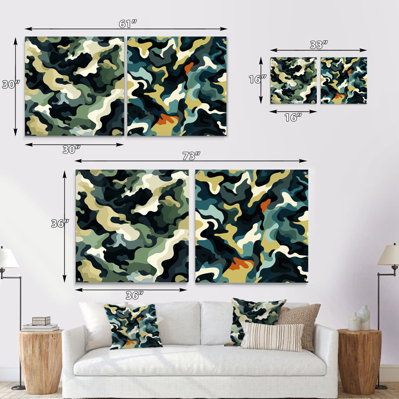 Crysal - Ensemble de 2 peintures murales abstraites en acrylique, H 16 po x l 33 po