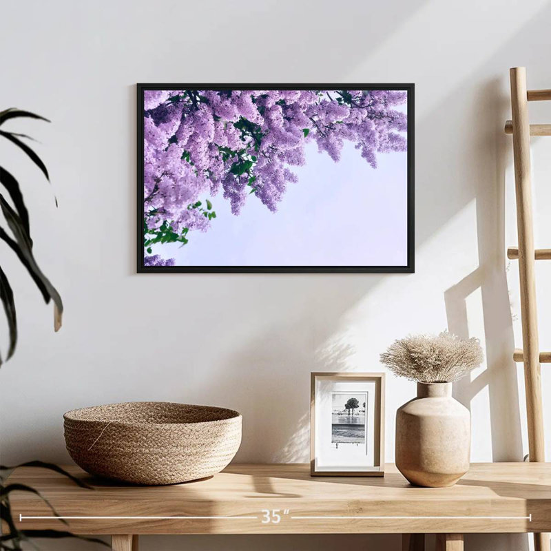 Délicats lilas mauves, 19 po x 13 po, Cadre flottant noir
