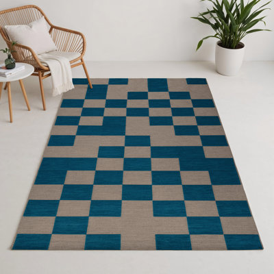 Tapis d'intérieur et d'extérieur à carreaux vert