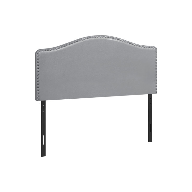 Lit, tête de lit seulement, taille double, chambre à coucher, revêtement en similicuir gris, transitionnel, Full