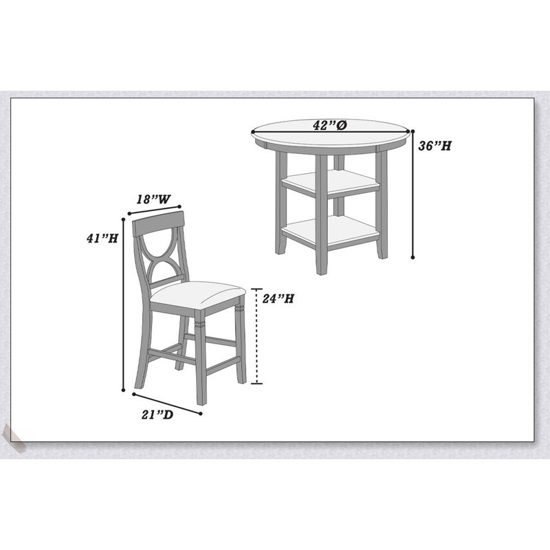 Table de salle à manger à hauteur de comptoir avec étagère de rangement et 4 chaises rembourrées, dossier unique pour les maisons modernes
