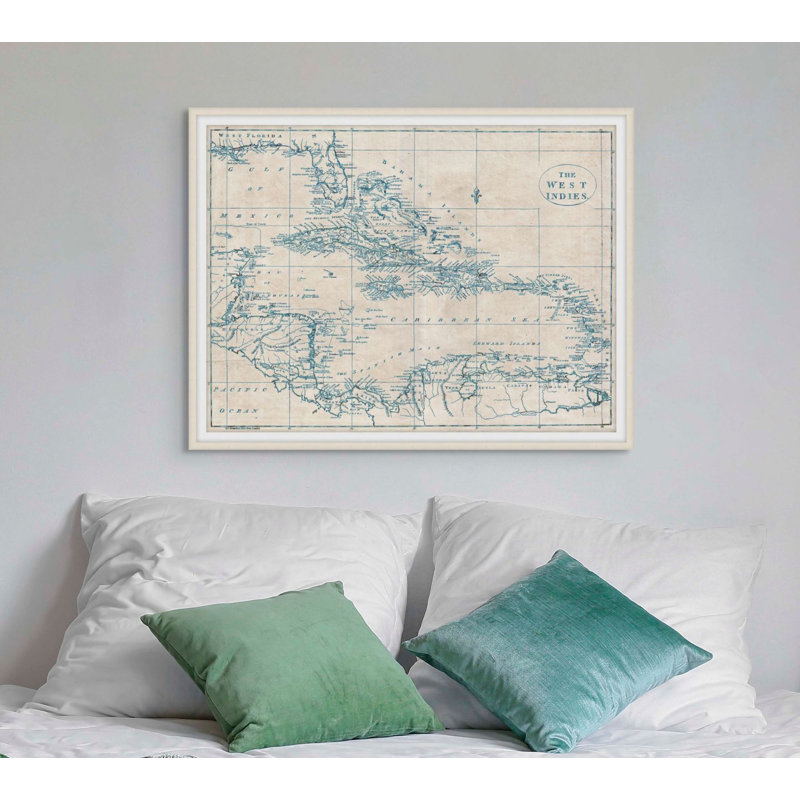 Map Of West Indies 1 Framed Print, 28" H x 36" W