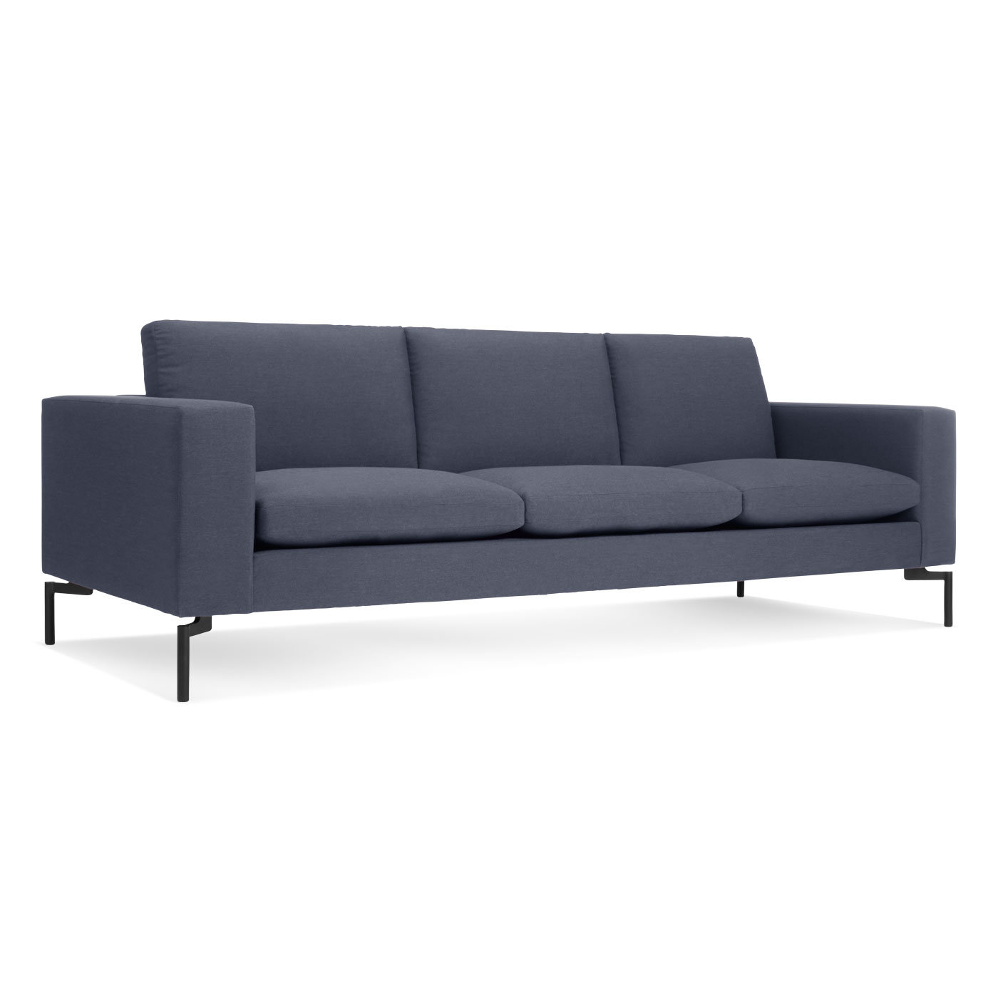 New Standard Upholstered Sofa, Black, 32" H x 92" W x 35" D, Nixon Blue Acrylic