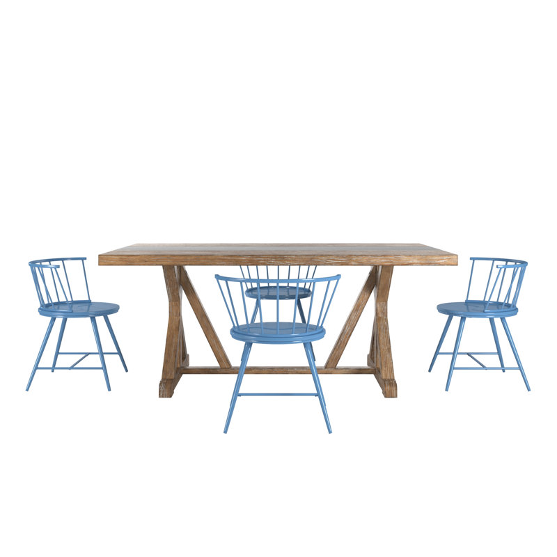 Warner Concrete Veneer Top Dining Table And Low Back Windsor Chairs Set - Stripe Concrete Veneer Top Table And 4 Finish Chairs