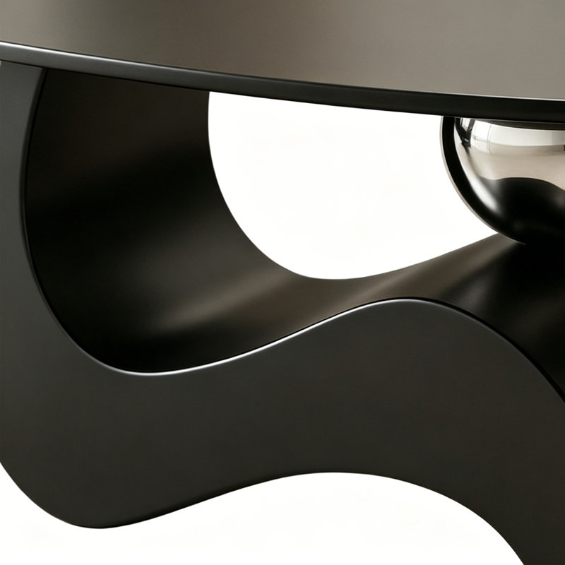 Table basse Italian Minimalist, H 15,74 po x L 51,18 po x l 27,55 po, Noir / Transparent
