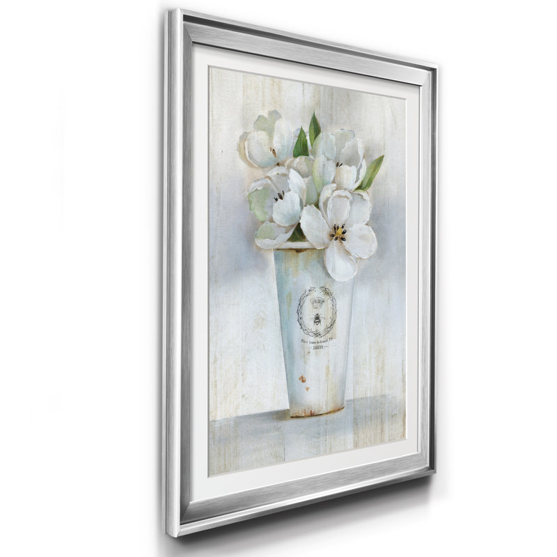 Fleuriste Francais I - Cadre photo, reproduction d'art sur papier, H 30,5 po x l 42,5 po x P 1,5 po, Argent