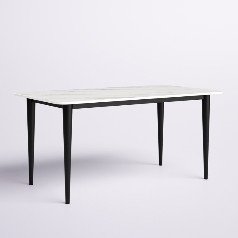 Arlynes Rectangular Stone Top with Iron Base Dining Table