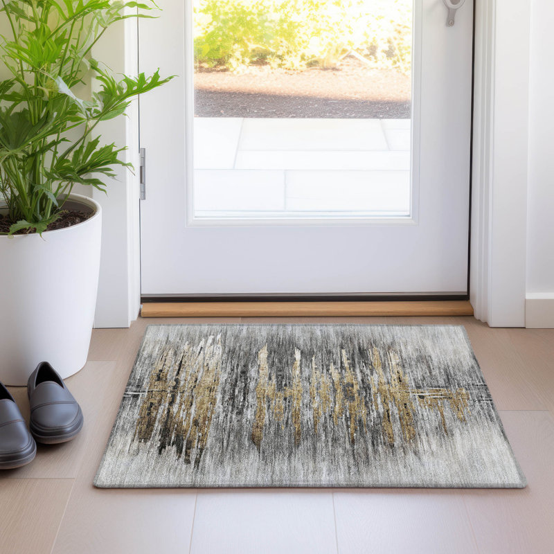 Tapis intérieur / extérieur en polyester tissé à la machine Yaresly, Rectangle 1 pi 8 po x 2 pi 6 po