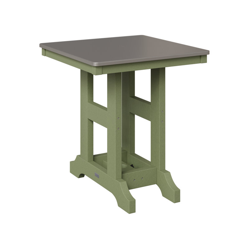 Garden Classic Outdoor Square Dining Table, Sage, 30.87" H x 28" W x 28" D, Hammered Top Stainless
