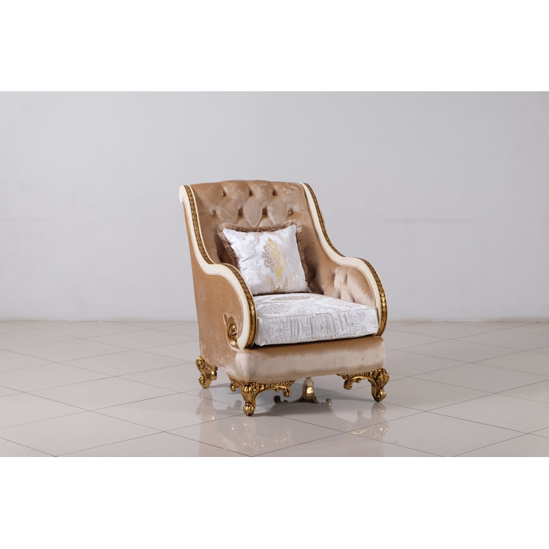 Fauteuil Phifer, Beige antique / or foncé antique