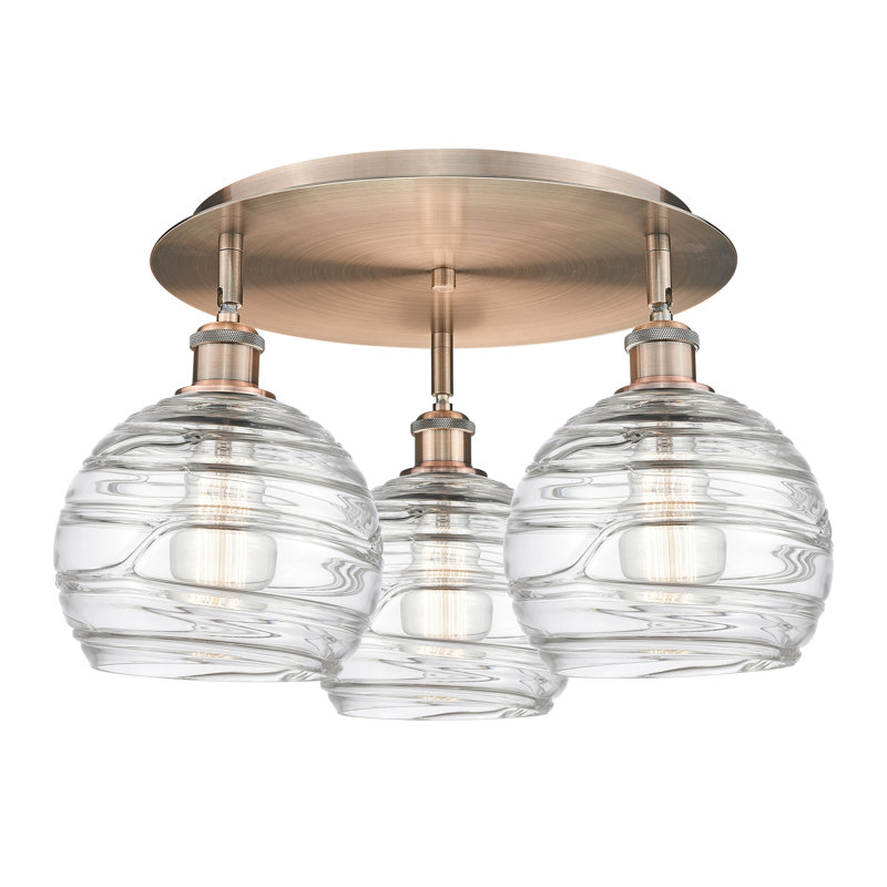 Essex Glass Flush Mount, Antique Copper, 12.63" H x 21.75" W x 21.75" D
