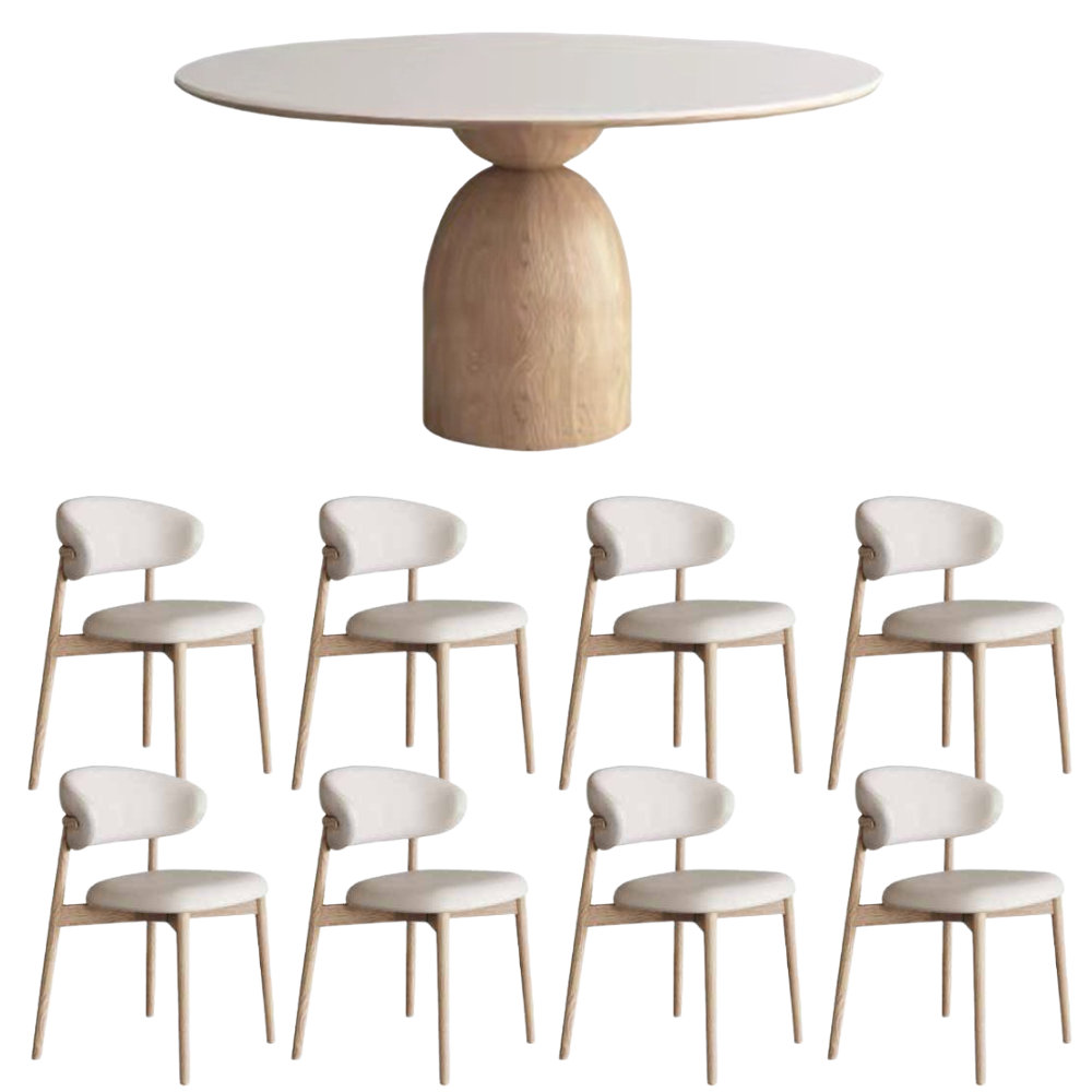 Greyleigh Solid Wood Rock-Plate Round Dining Table Chair Set Round ...
