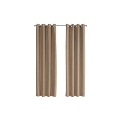 Blackout Curtain Panel Set of 2, 54" W x 95" L, Grommet Top, Brown Polyester Room Darkening Drapes