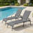 Set Of 2 All-Weather Breathable Fabric Outdoor Patio Chaise Lounge Chairs, Adjustable Reclining Function & Padded Comfort Armrests, Rust-Proof Metal Frame With Anti-Scratch Foot Pads-795903249-795903250