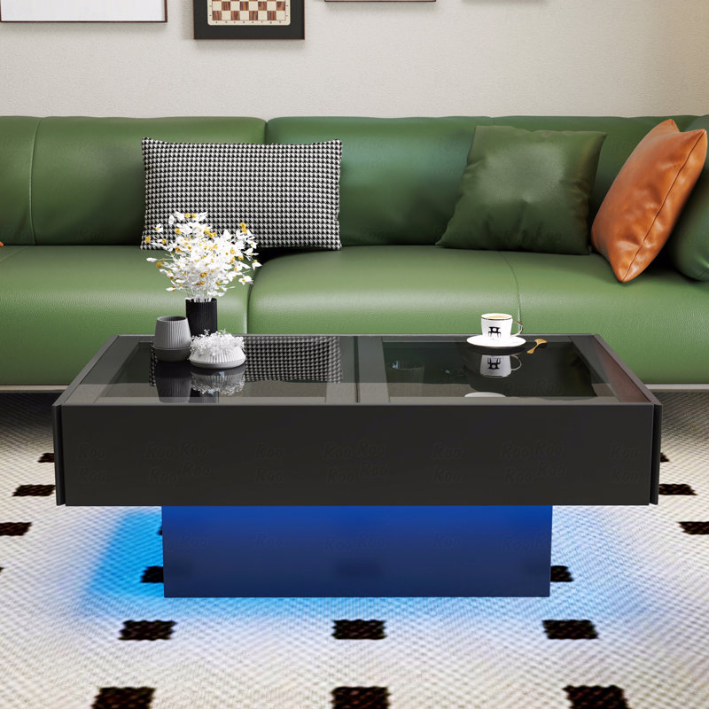 Table basse coulissante avec plateau de rangement dissimulé