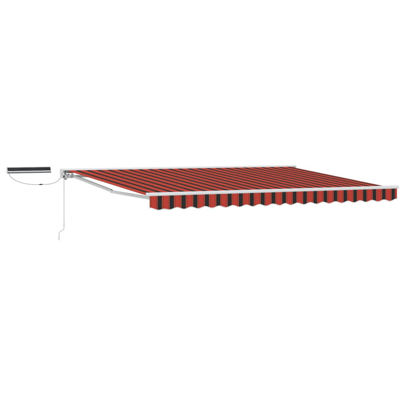 VidaXL Polyester Cover Retractable Patio Awning, Striped, 450cm W x 350cm D, Orange/Black/White