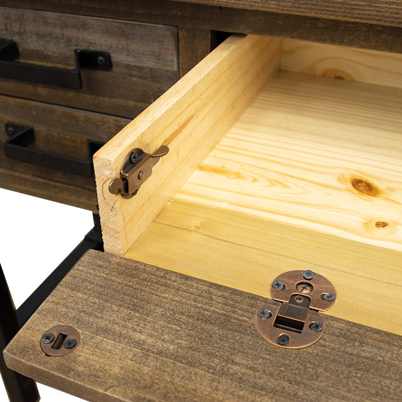 Sabetha Solid Wood Top Metal Base Writing Desk